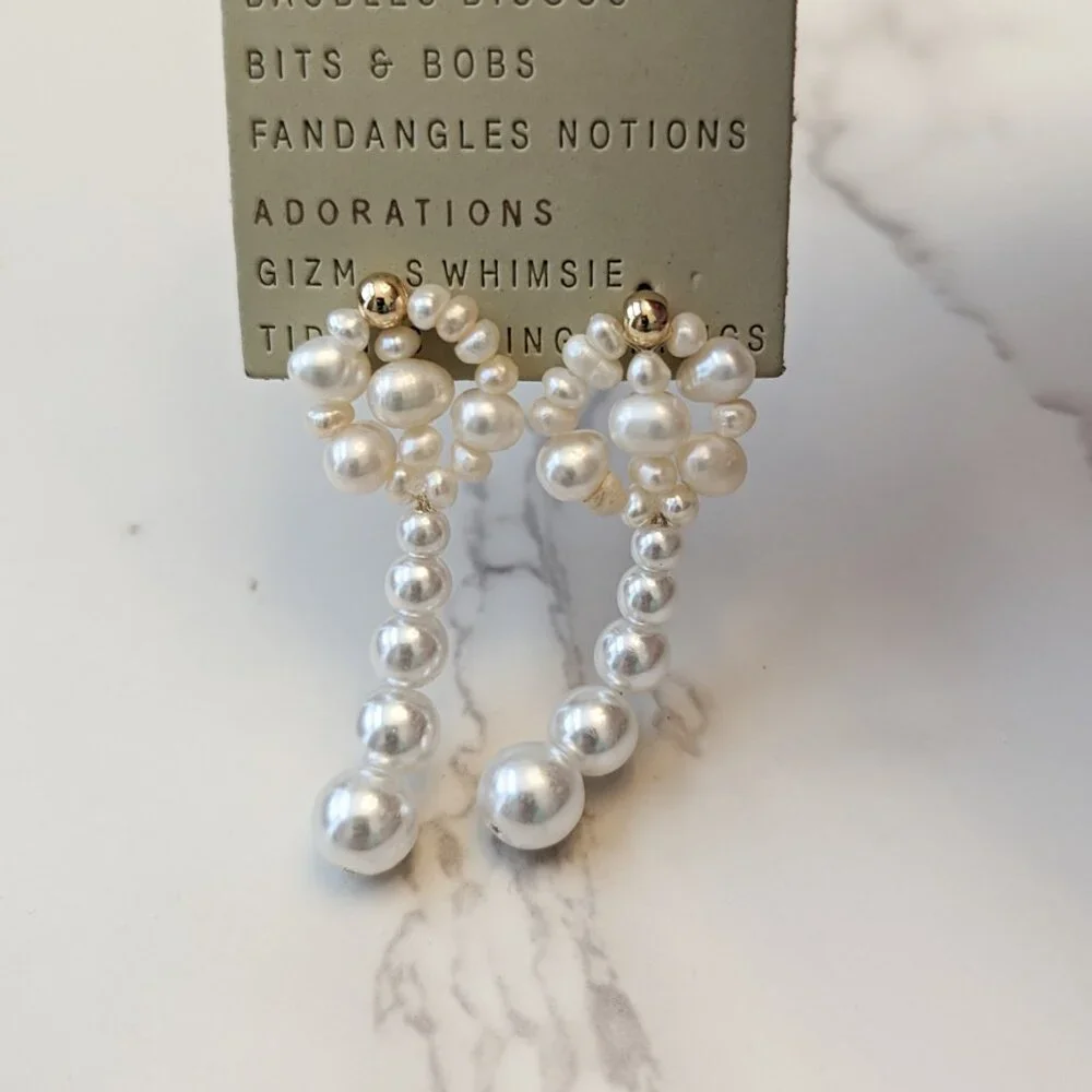 Anthropologie Floral Pearl Drop Earrings